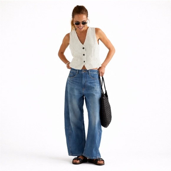 Pilcro Anthropologie The Kenna Mid Rise Heritage Barrel Jeans Womens Size 27 - Picture 3 of 8